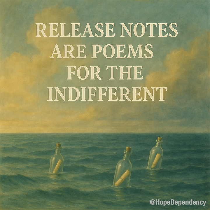 Release notes are poems for the indifferent.