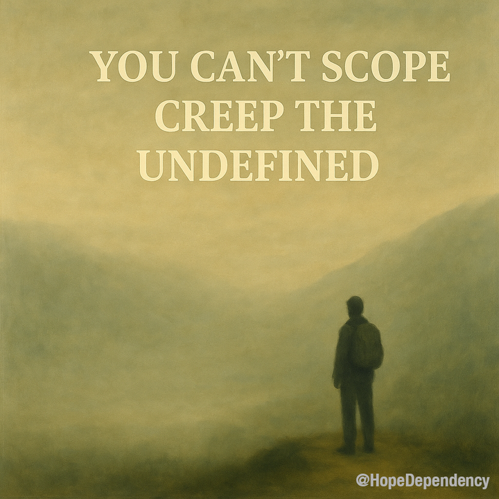 You can't scope creep the undefined.
